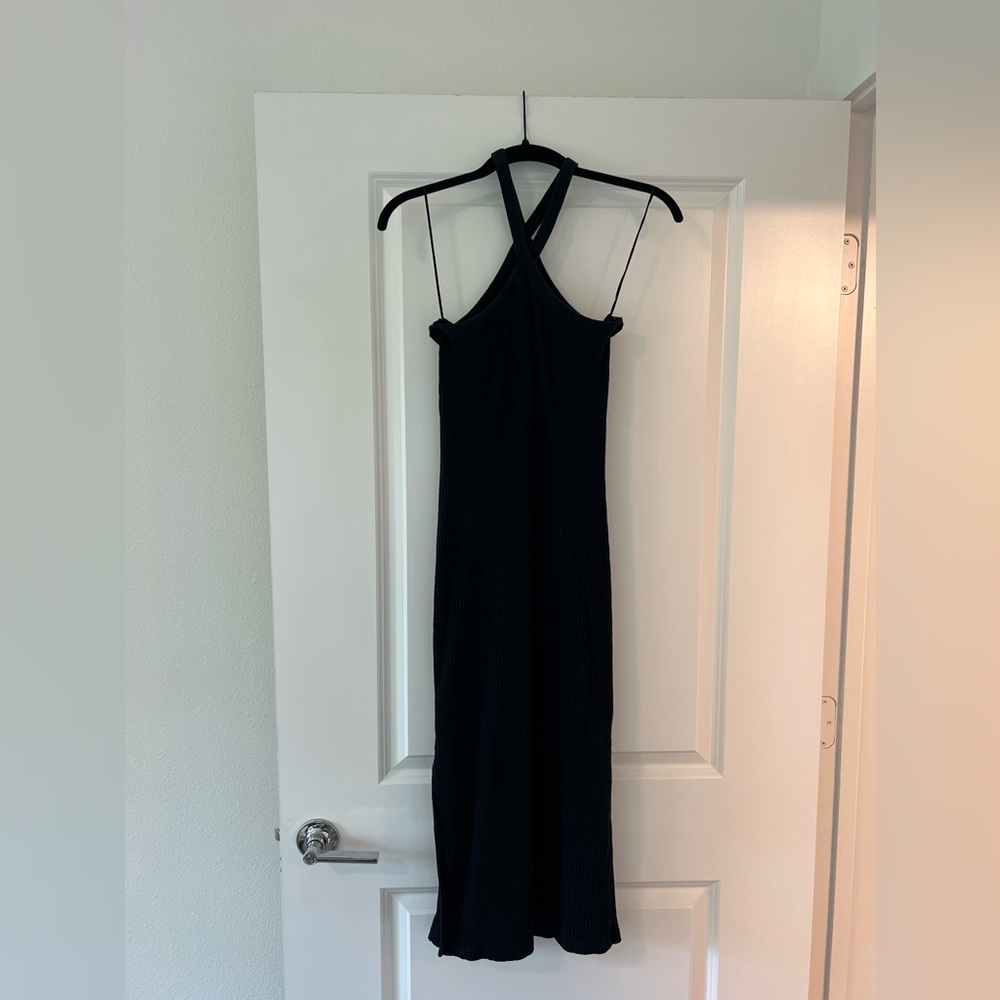 Old Navy Jersey Knit Black Maxi Halter Dress
